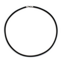Sølv collier sort læder 3 mm 42 cm