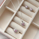 Øreringe roset pink/hvid cubic zir. sølv rh.