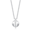 Sølv halskæde rhodineret cirkel mat brudt af blank  streg med syntetisk cubic zirconia.  Kæden er rhodineret sølv i længde 42-45 cm.