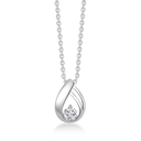 Sølv halskæde rhodineret dråbe med dobbelt streg i den  ene side og syntetiske cubic zirconia.  Kæden er rhodineret sølv i længde 42-45 cm.