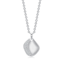 Sølv halskæde rhodineret buet firkant med syntetiske cubic zirconia i kanten. Kæden er længde 42-45 cm.