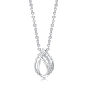 Sølv halskæde rhodineret  dråbe med streger som er flettet med syntetiske cubic zirconia Kæden er rhodineret sølv i længde 42-45 cm.