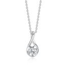 Sølv halskæde rhodineret hjerte med en syntetisk  cubic zirconia på buet top til kæden.  Kæden er rhodineret sølv i længde 42-45 cm.
