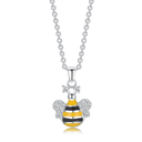 Sølv halskæde rhodineret bi i gul og sort blyfri emalje med syntetiske cubic zirconia på vingerne.  Kæden er længde 36-38 cm.
