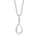 Sølv halskæde rhodineret ovale med en syntetisk cubic zirconia på toppen og i den ene kanten.  Kæden er rhodineret sølv i længde 42-45 cm.