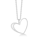Sølv halskæde rhodineret hjerte med syntetisk  cubic zirconia i dobbel bue i den ene side.  Kæden er rhodineret sølv i længde 42-45 cm.