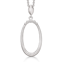 Sølv halskæde rhodineret oval stor med 5 zirconia i forløb i toppen Kæden er rhodineret sølv i længde 42-45 cm
