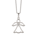 Sølv halskæde rhodineret engel med  syntetiske cubic zirconia. Mål: 16,5 x 15,8 mm. Kæden er rhodineret sølv i længde 42-45 cm.