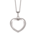 Sølv halskæde rhodineret hjerte med zirconia i kanten - 15 x 17 mm Kæden er rhodineret sølv i længde 42-45 cm