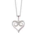 Sølv halskæde rhodineret hjerte med zirconia og evighedstegn i midten "infinity" Mål: 18 x 13 mm Kæden er rhodineret sølv i længde 42-45 cm