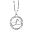 Sølv halskæde rhodineret cirkel med dobbelt hjerte og zirconia - 16 x 16 x 1,7 mm Kæden er rhodineret sølv i længde 42-45 cm