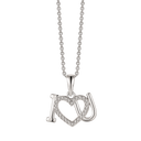 Sølv halskæde rhodineret hjerte med I og U med zirconia "I Love You" Mål: 10,5 x 15,5 mm Kæden er rhodineret sølv i længde 42-45 cm