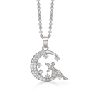 Sølv halskæde rhodineret måne med fe med zirconia - 16 x 19,3 mm Kæden er rhodineret sølv i længde 42-45 cm