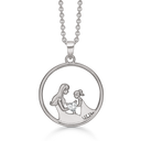 Sølv halskæde rhodineret cirkel med mor og datter med en zirconia - 20 mm Kæden er rhodineret sølv i længde 42-45 cm