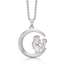 Sølv halskæde rhodineret åben cirkel med mor og barn Venstre side med zirconia - 20 mm Kæden er rhodineret sølv i længde 42-45 cm