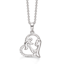 Sølv halskæde rhodineret hjerte med mor og barn venstre side med zirconia - 23,5 x 15,2 mm Kæden er rhodineret sølv i længde 42-45 cm