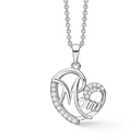 Sølv halskæde rhodineret hjerte med zirconia og "Mom" Mål: 18 mm Kæden er længde 42-45 cm