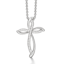 Sølv halskæde rhodineret kors med syntetiske cubic zirconia. Mål: 27 x 19 mm. Kæden er længde 42-45 cm.