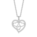 Sølv halskæde rhodineret hjerte med syntetiske cubic zirconia i kanten med 3 glatte hjerter indeni. "Mor og barn" Kæden er rhodineret sølv i længde 42-45 cm.