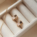Øreringe rosa/smokey quartz/cubic zir. sølv fg.