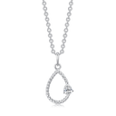 Sølv halskæde rhodineret oval med syntetisk cubic ziconia. Mål 15 x12 mm. Kæden er rhodineret sølv i længde 42-45 cm.