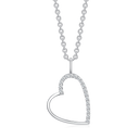 Sølv halskæde rhodineret hjerte med 18 syntetiske cubic zirconia i den ene side Mål: 23 x 20 mm. Kæden er rhodineret sølv i længde 42-45 cm.