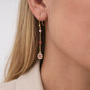 *Ørehængere lyserøde cat eye/krystaller/cubic zir. sølv fg.