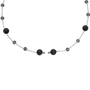 Obsidian/smokey quartz halskæde silve - 1680-C-02S