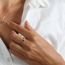 Ring 8 Kt, Safir Og Diamanter