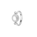 Ring, Barok Perle Ø10Mm, 2 Cz, Sølv
