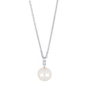 14 kt. hvidguldsvedhæng m/perle og dia. 0.045ct W/SI