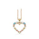 Vedhæng hjerte pastel cubic zir 8 kt. m/sølvkæde