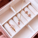 Vedhæng rosa/hvid cubic zir. 8 kt. m. sølvkæde