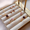 Vedhæng rosa/hvid cubic zir. 8 kt. m. sølvkæde