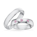 Hjerteringe triplehjerter  0,045 pink safir sølv