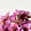 Hjerteringe triplehjerter  0,045 pink safir 8 kt.