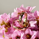 Hjerteringe triplehjerter  0,045 pink safir 8 kt.