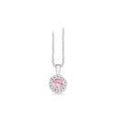 *Vedhæng roset rosa/hvid cubic zir. sølv  rh.m/kæde