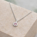 *Vedhæng roset rosa/hvid cubic zir. sølv  rh.m/kæde