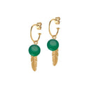 Creol with green agate and feather - Forgyldt