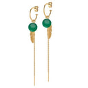Creol with green agate, feather and chain - Forgyldt