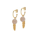 Creol with peach moonstone and feather - Forgyldt