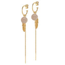 Creol with peach moonstone, feather and chain - Forgyldt