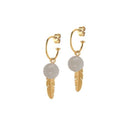 Creol with grey moonstone and feather - Forgyldt