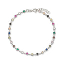SoHo armbånd multi color cubic zir. sølv rh. 17+2 cm