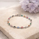 *SoHo armbånd multicolor cubic zir. sølv rh. 17+2 cm