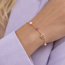 *Armbånd lyserøde cat eye/krystaller/cubic zir. sølv fg. 17+2 cm