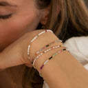 Confetti Pearl Bracelet with Pink Pastel Mix with Soft Pink Ribbon