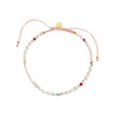 Confetti Pearl Bracelet with Pink Pastel Mix with Soft Pink Ribbon