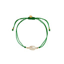Baroque Pearl Berrie Bracelet - Grass Green Ribbon